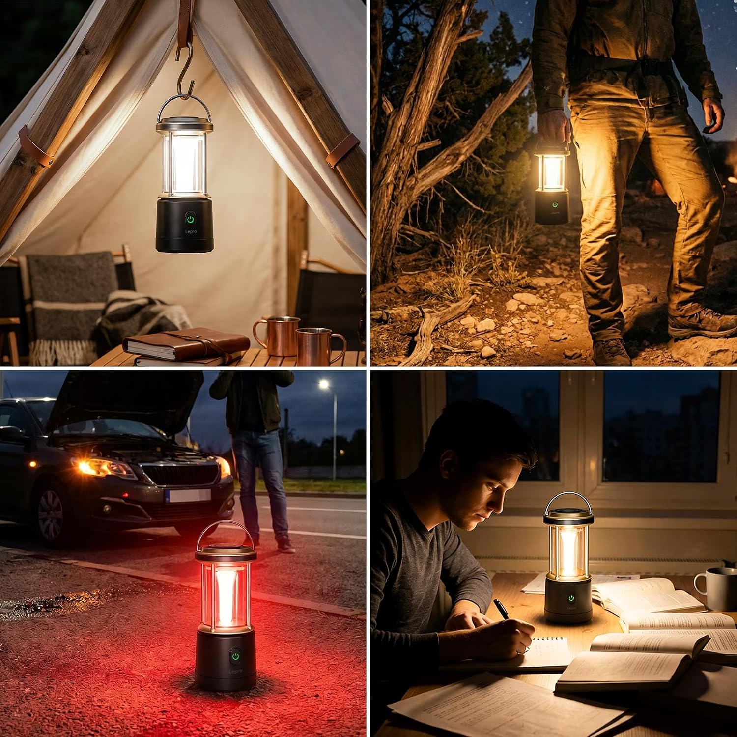 Detalle de Lepro Lanterne Camping LED 1100 lm — lampe portable 360°, 5 modes et étanche IPX4