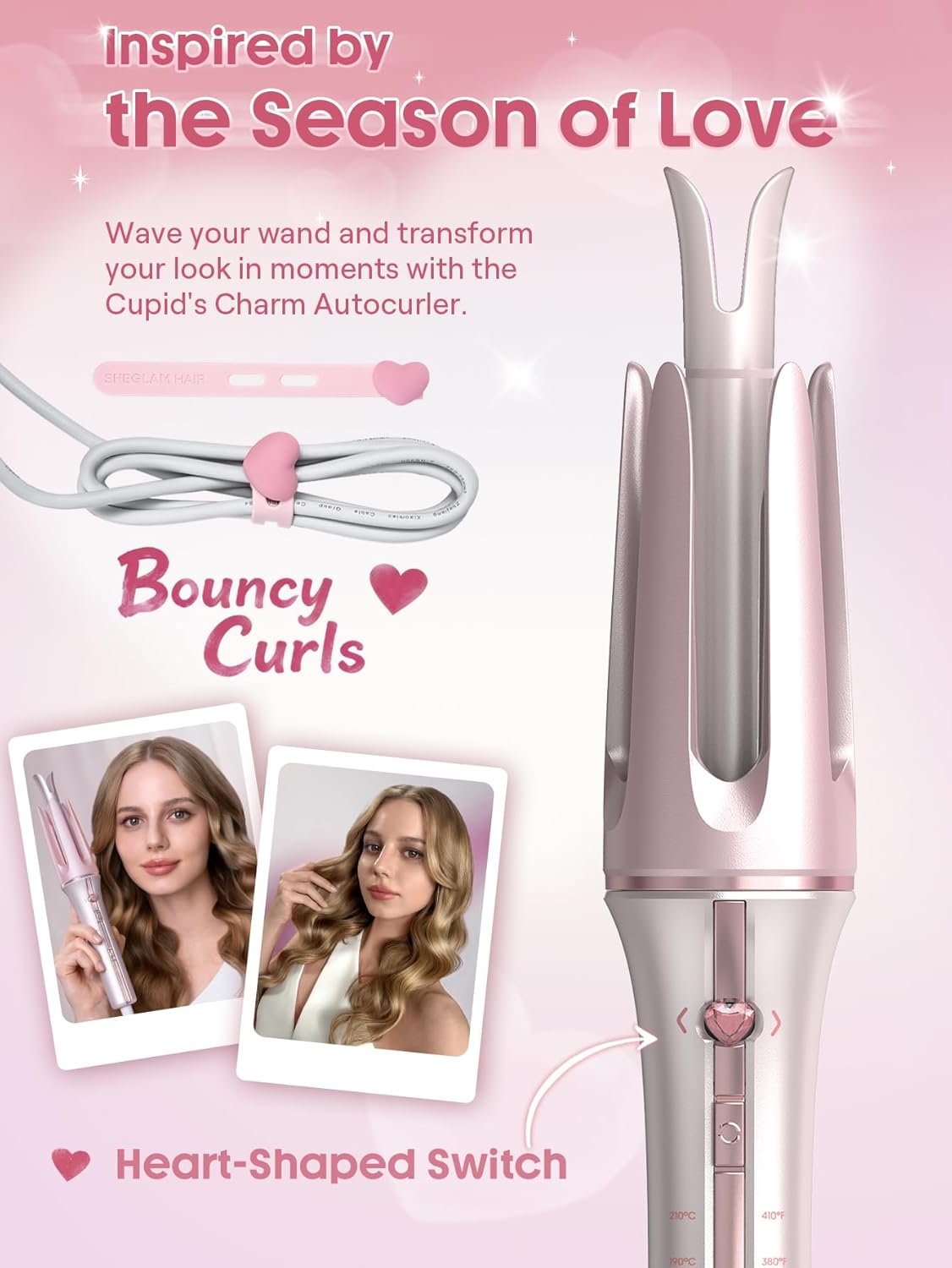 Detalle de Sheglam Automatic Curling Iron with Ceramic Coating (19mm) – 3 Temperatures 170–210°C