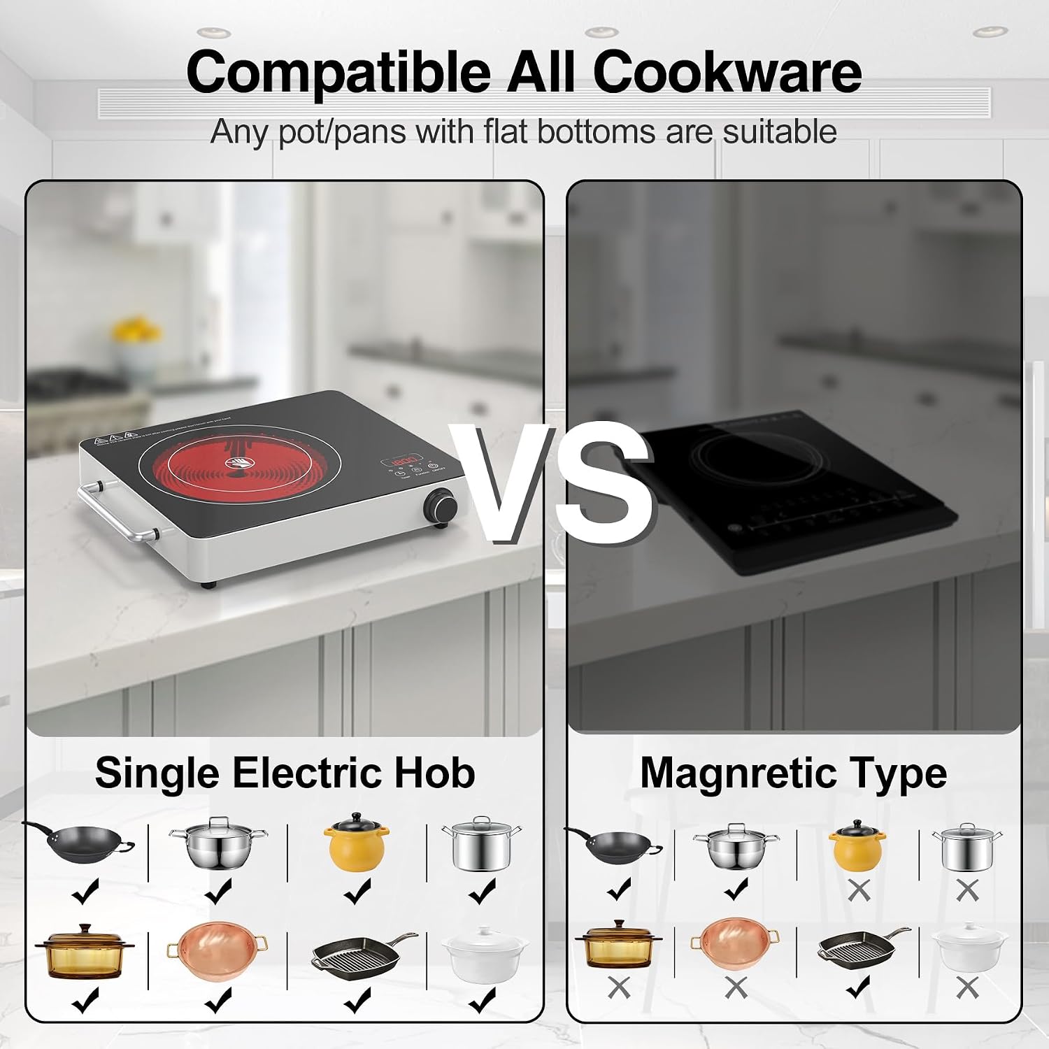 Detalle de VBGK Single Electric Hob 220V Touch & Knob Portable Ceramic Cooker (2000W)