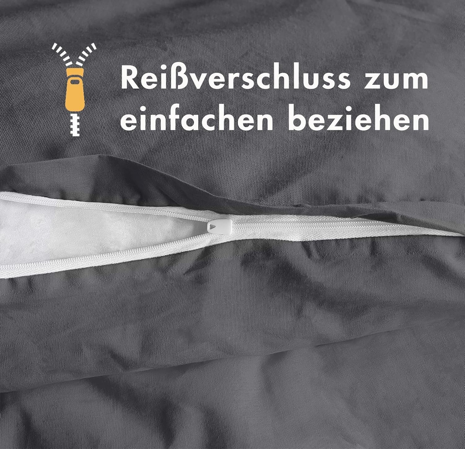 Thumbnail 4 de Sleeptime Bettwäsche 135x200 4-teilig (100% Baumwolle) Anthrazit Grau – 2x Bettbezug + 2x Kissenbezug