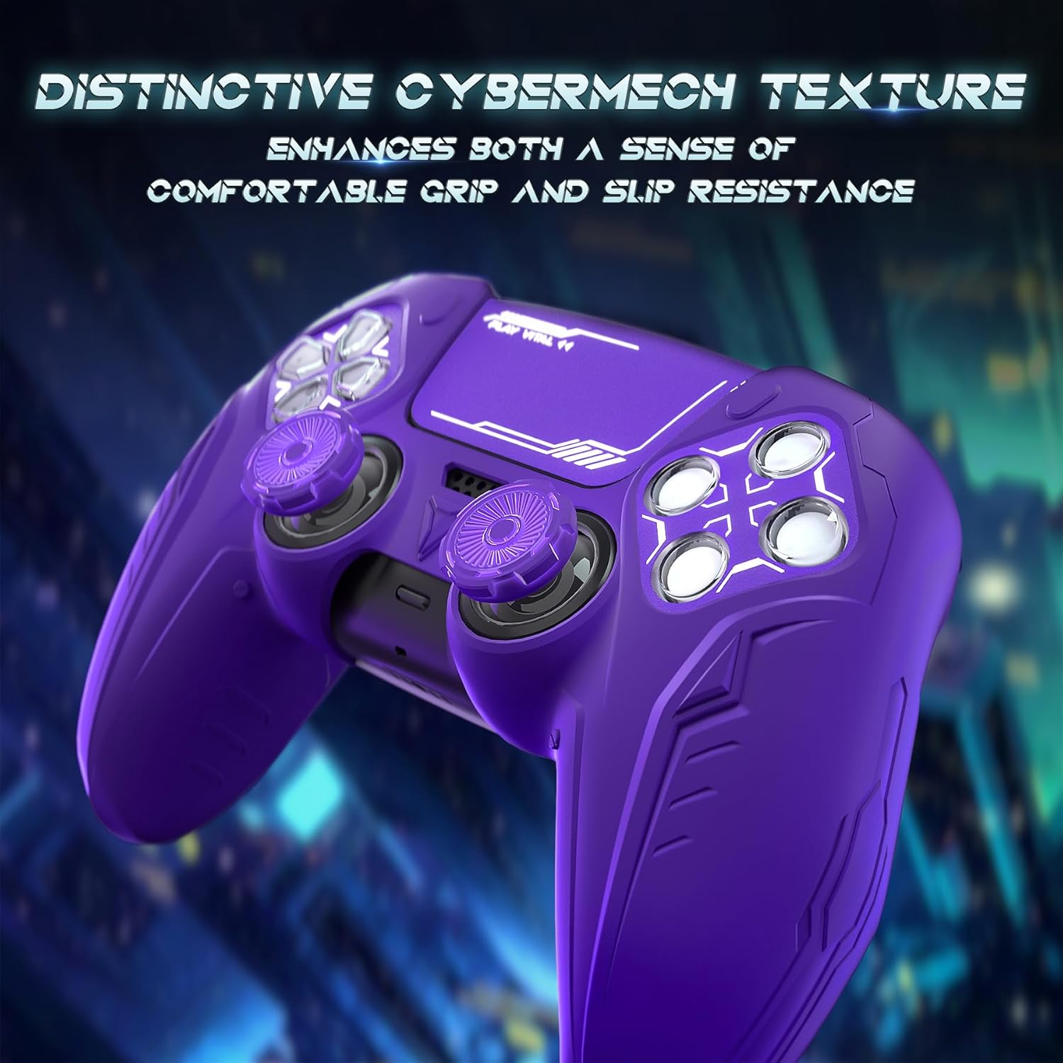 Thumbnail 6 de PlayVital PS5 Controller Silicone Grip Skin (CyberMech Purple) – Anti-slip protection for the official charging dock