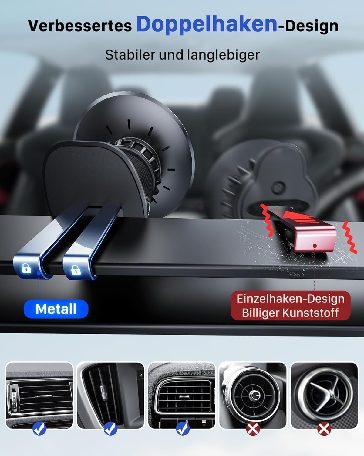 Detalle de YOSH MagSafe Auto-Halterung mit 60W Ladegerät – zuverlässige Ladefunktion und sicherer Halt