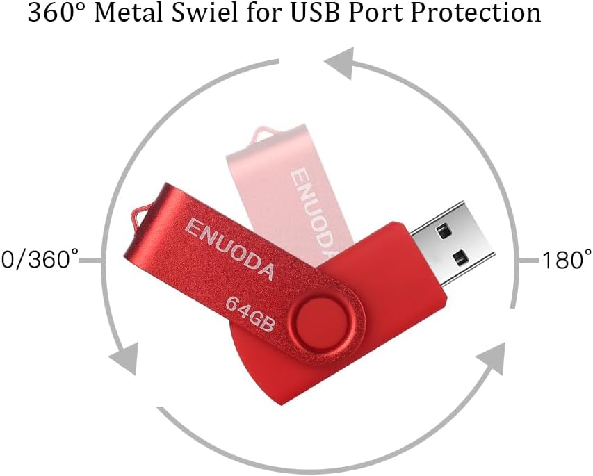 Detalle 2 de ENUODA Memory Stick 64GB 4 Pack USB 2.0 Flash Drives with Swivel Covers