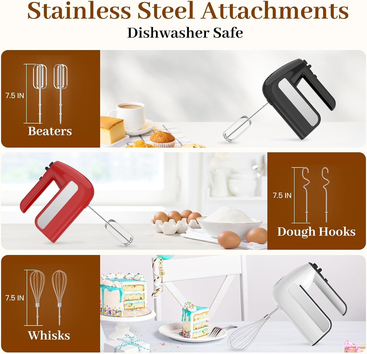 Thumbnail 5 de 800W 5-Speed Electric Hand Mixer with 5 Attachments 🎂