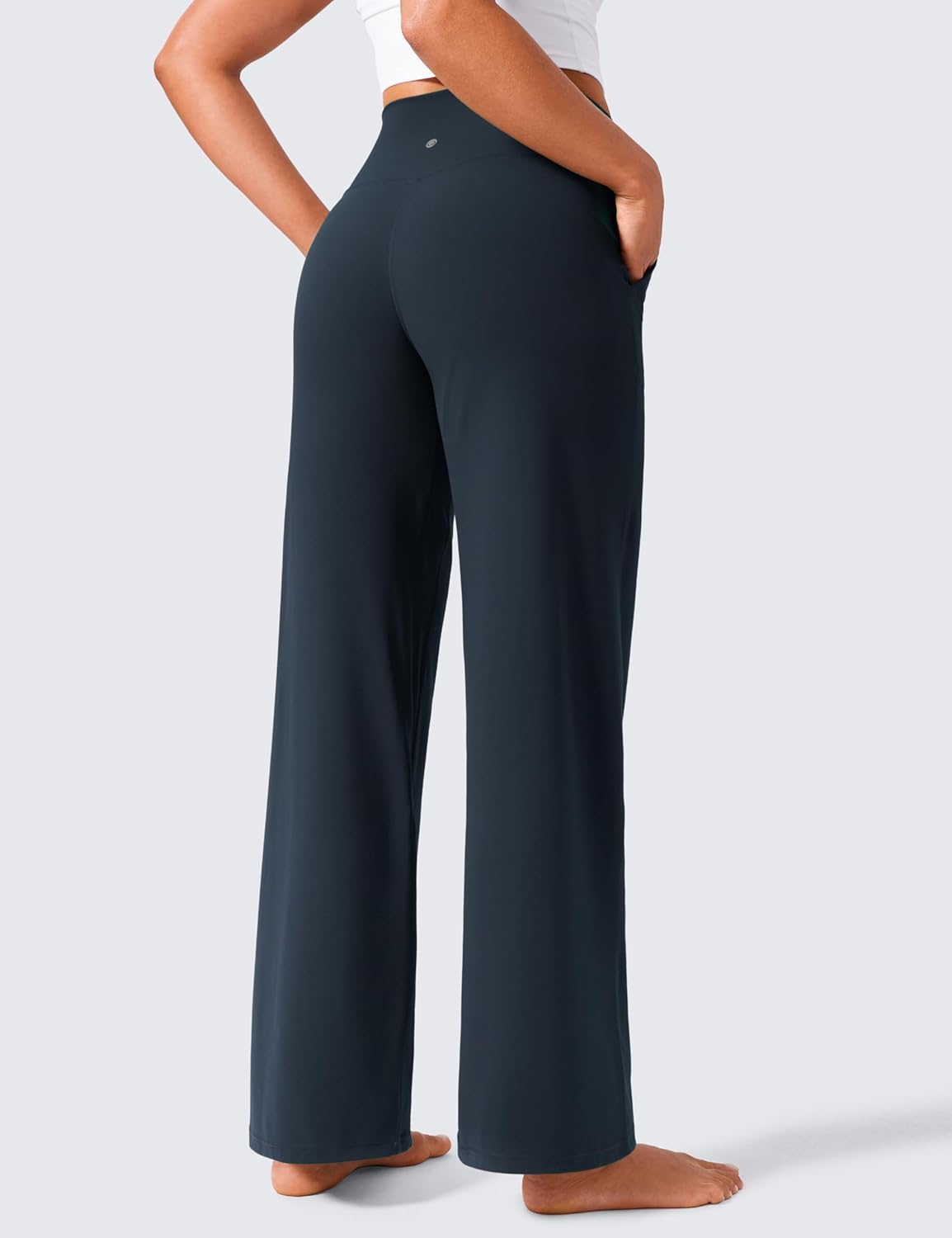 Detalle 2 de CRZ YOGA Donna Butterlift A Vita Alta: Pantaloni a Gamba Larga con Tasche, comodità casual per l’uso quotidiano