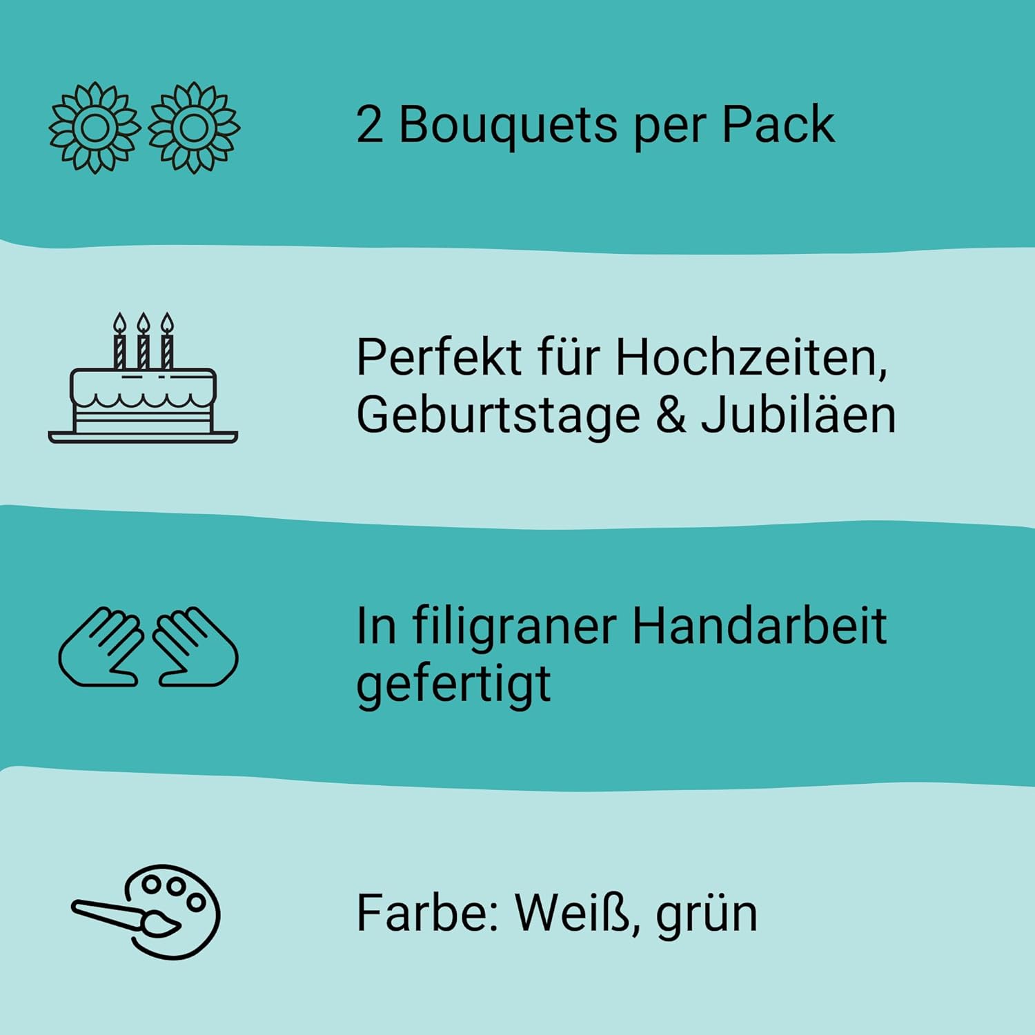 Thumbnail 1 de Cake Company Orchideen-Bouquet (2 Stück) weiß – Tortendekoration aus Zucker für Hochzeit & Geburtstage