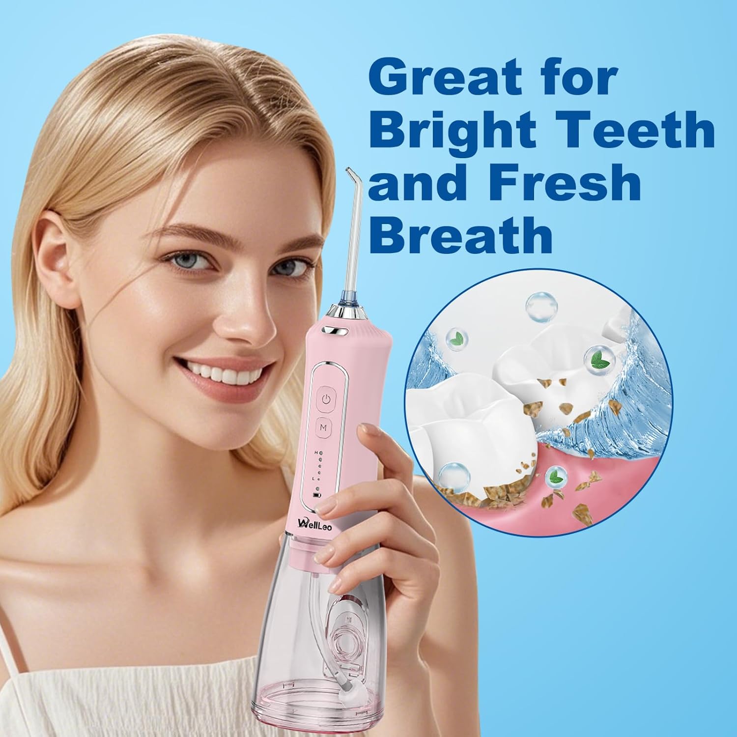 Thumbnail 6 de WellLeo Water Flosser: 300ML Cordless Oral Irrigator with 5 Modes, 5 Jet Tips, IPX7 Waterproof, 2500mAh Battery