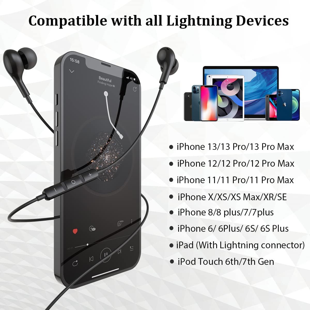 Thumbnail 5 de Guguearth Lightning headphones for iPhone with microphone