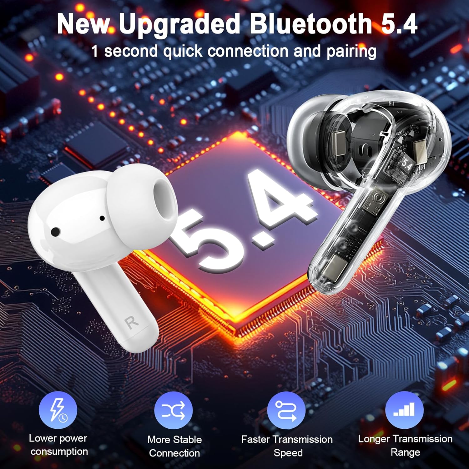 Thumbnail 1 de Rinsmola Wireless Earbuds with Bluetooth 5.4, IP7, and 36H Playtime