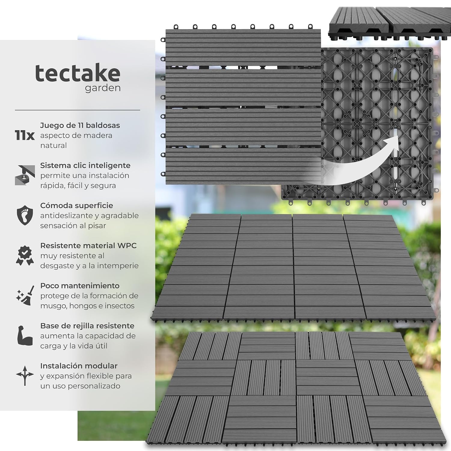 Thumbnail 1 de tectake® Set Baldosas Jardín 11 piezas
