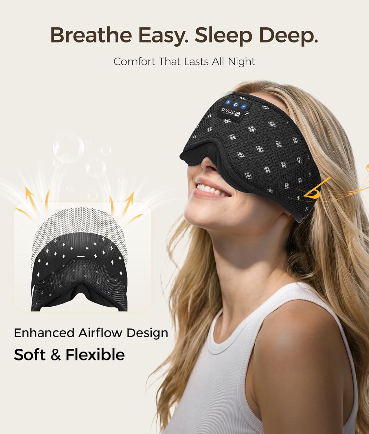 Detalle 2 de LOVE EYE Sleep Mask Headphones Bluetooth sleep mask