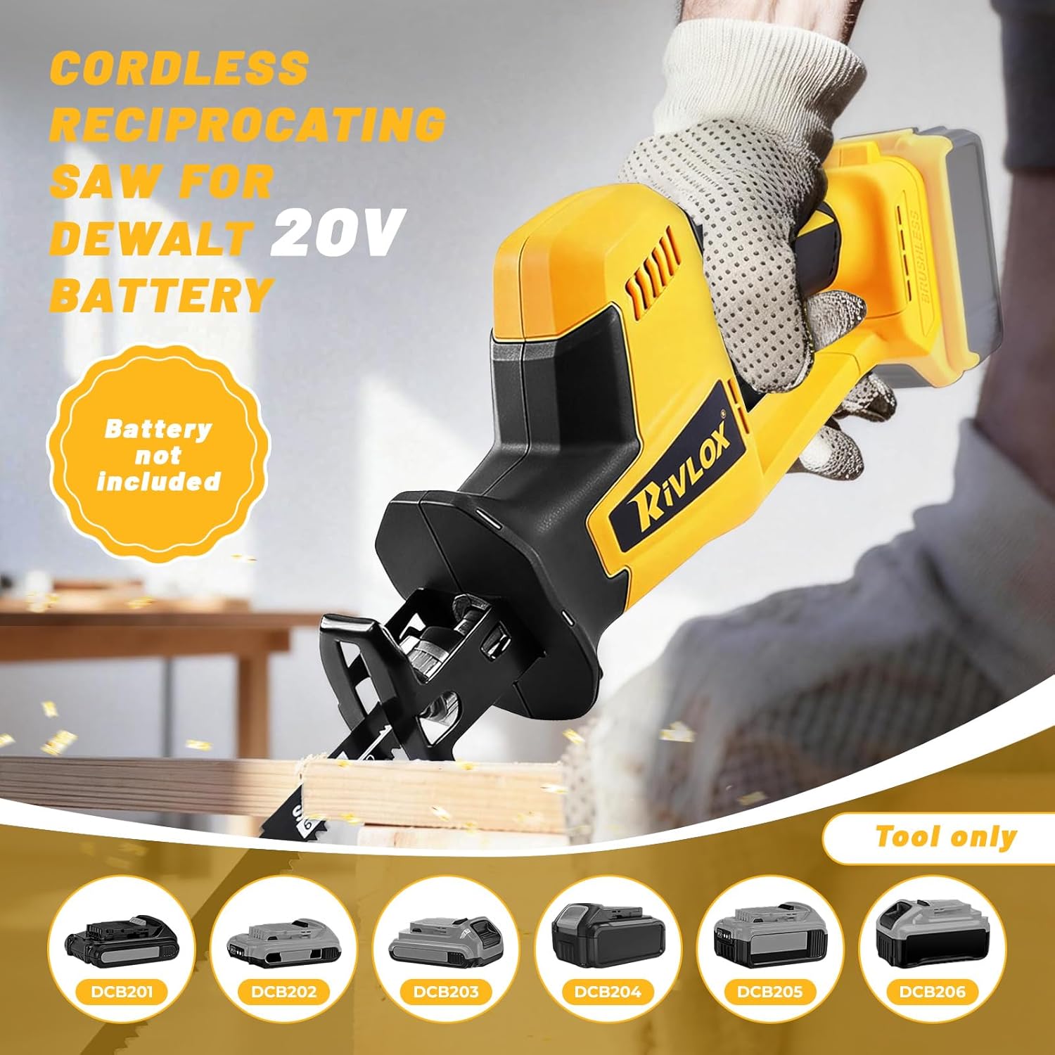 Thumbnail 1 de Reciprocating Saw Compatible with Dewalt 18V/20V (No Battery) – Brushless Cordless Wood and Metal Cut
