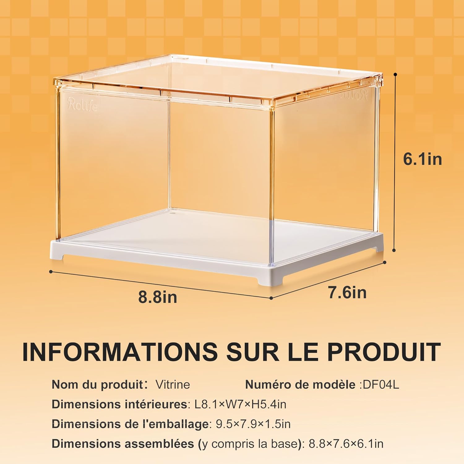 Detalle de Rolife Vitrine en Acrylique DF04L – Vitrine anti-poussière avec porte et port de câble