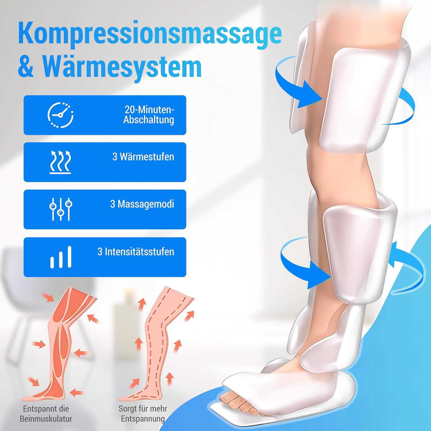 Thumbnail 1 de COMFIER Beinmassagegerät mit Kompression & Wärme für Waden, Knie und Fuß – 3 Heizstufen, 3 Intensitäten