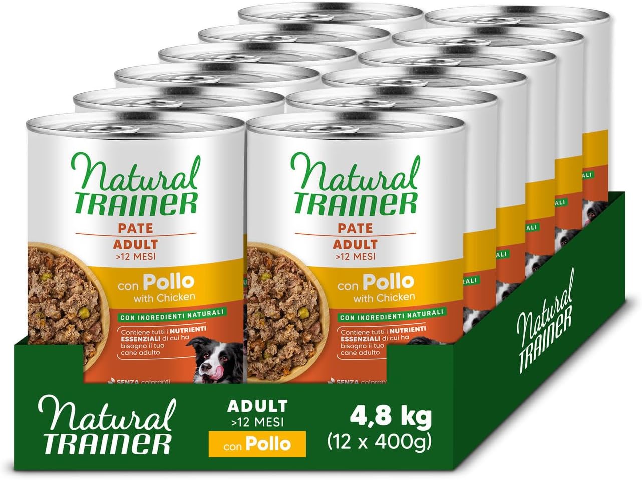 Detalle de Trainer Natural Medium-Maxi Cibo Umido per Cani Adulti – Paté al Vitello (12 x 400 g)