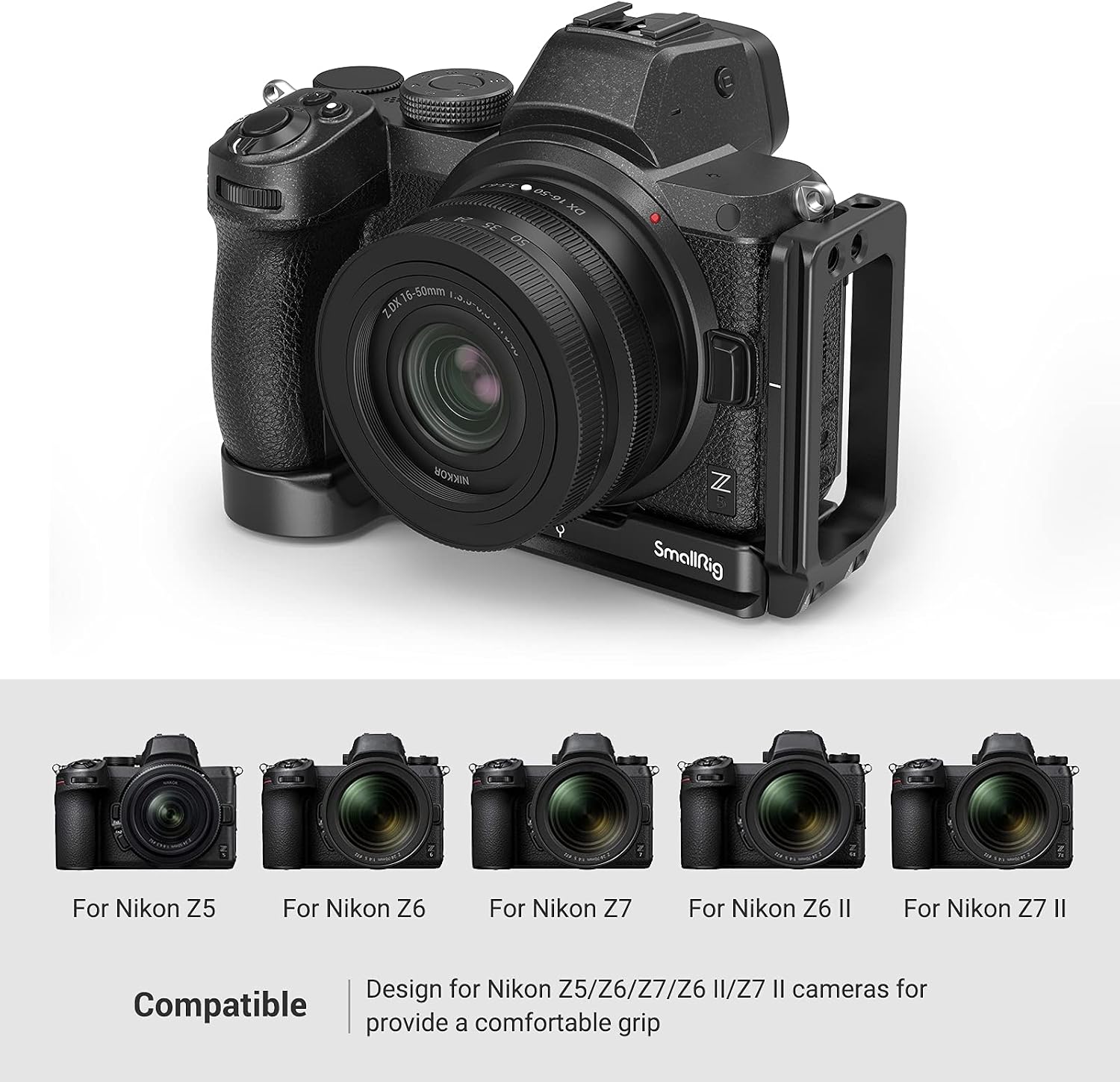 Detalle 2 de SMALLRIG L Bracket 2947 pour Nikon Z5 / Z6 / Z6II / Z7 / Z7II (plaque Arca, anti-torsion)