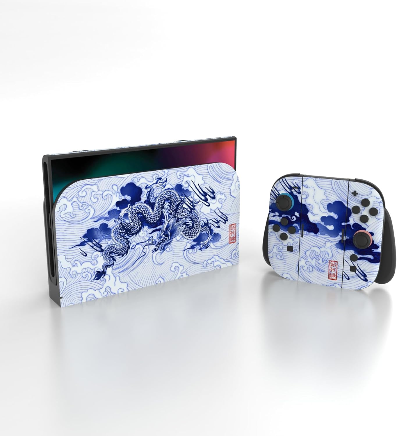Thumbnail 2 de PlayVital Full Set Protective Skins for Nintendo Switch 2 Console & Joy-Con – Qinghua Porcelain Style