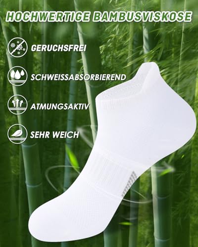 Detalle de inaWarm Bambus Sneaker Socken Damen – 6 Paar, atmungsaktiv, schwarz & weiß, Größe S