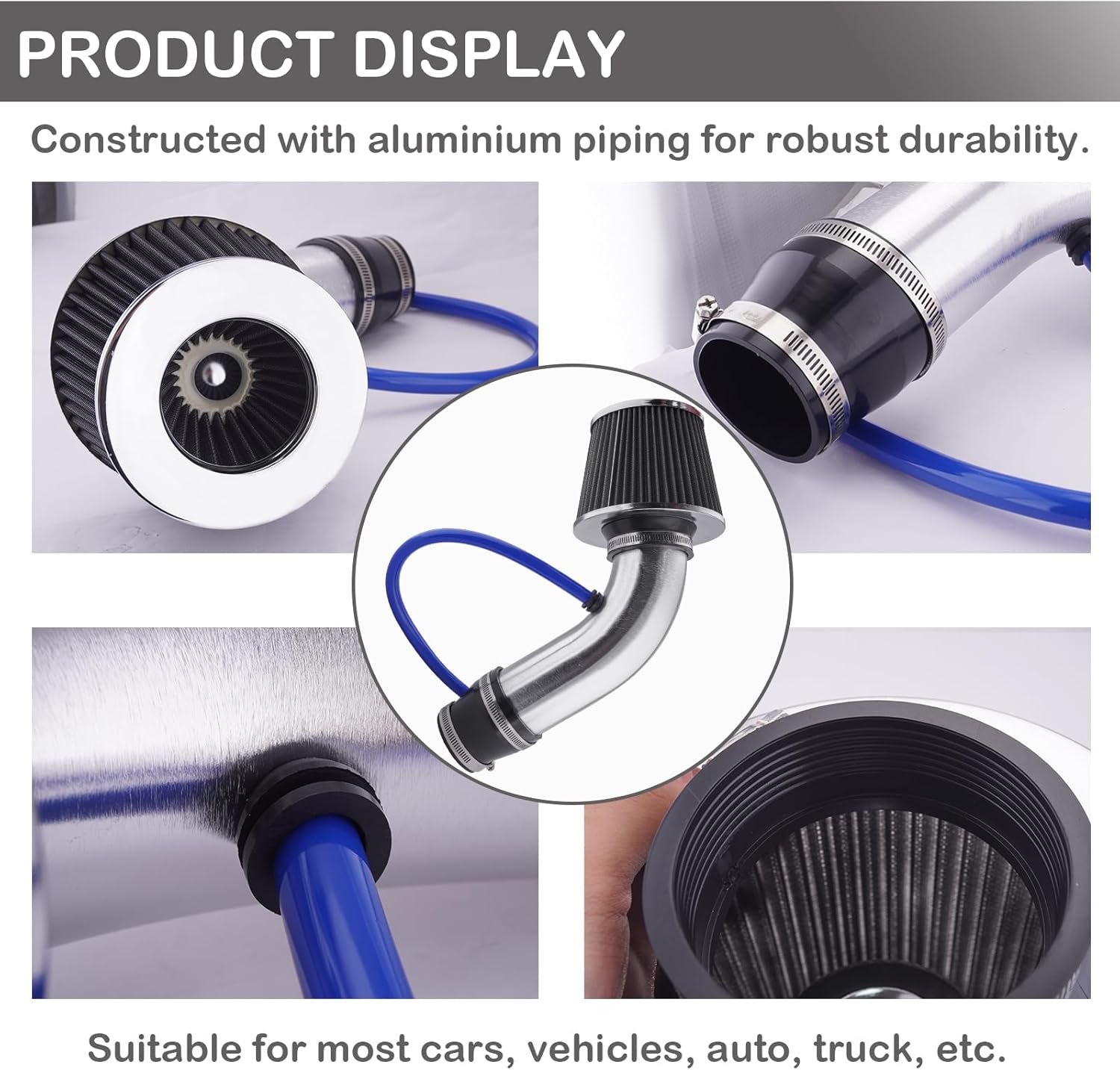 Thumbnail 3 de WateryWave Universal Cold Air Intake Kit 3" 76mm Cone Aluminium – Practical Performance Upgrade