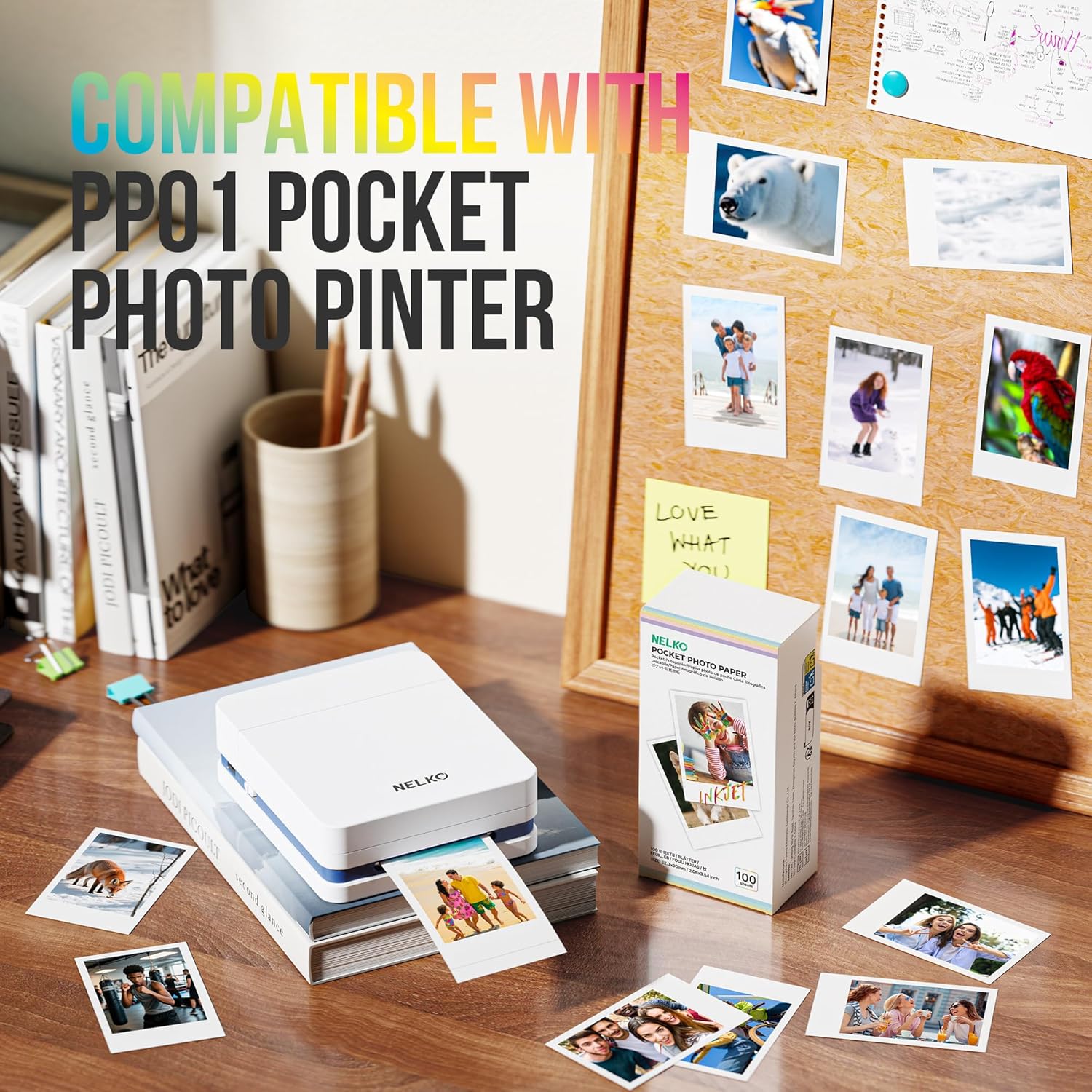 Detalle de Nelko 52.3x90mm Premium Photo Paper – 100-sheet Sticky Back for PP01 Pocket Printer