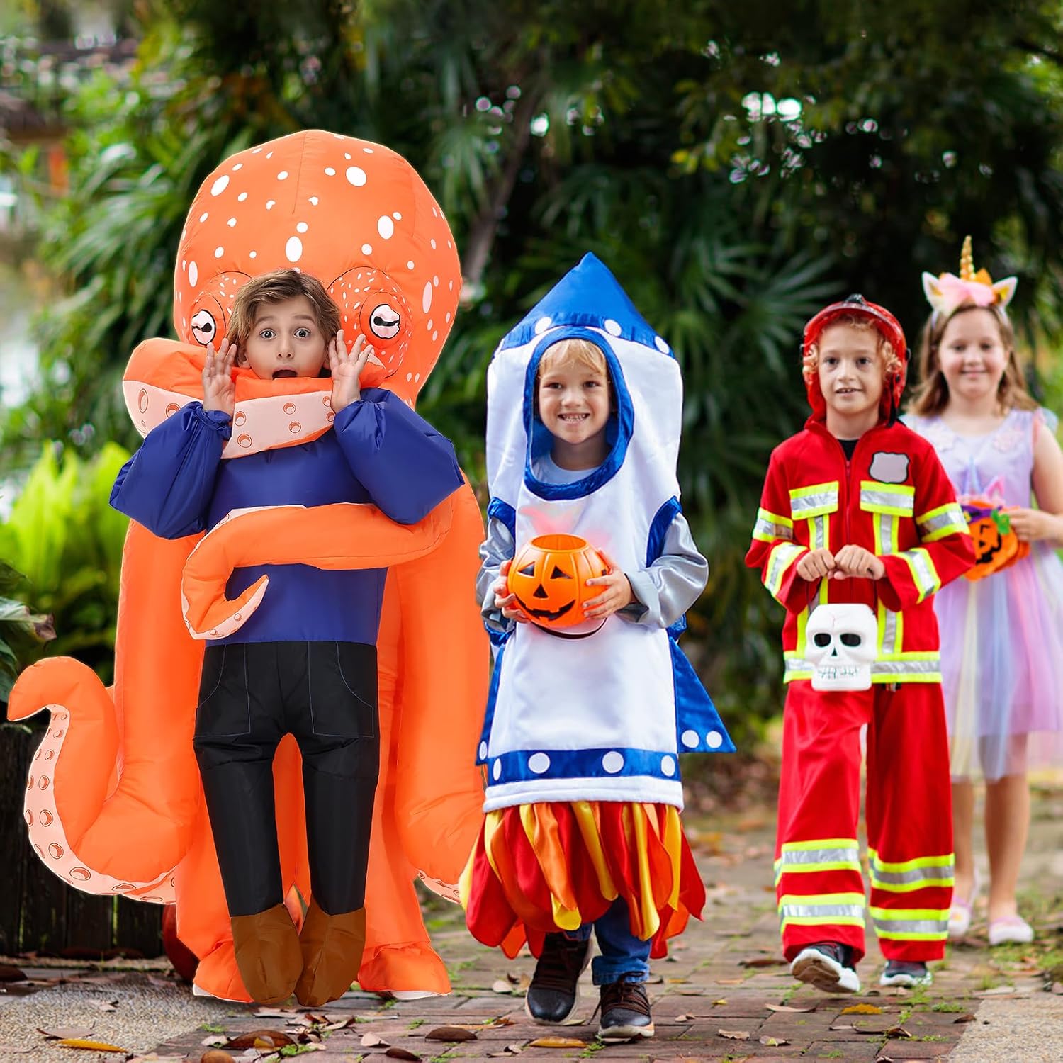 Detalle 1 de Searhmomo Inflatable Octopus Costume for Kids, Fan-Powered Polyester