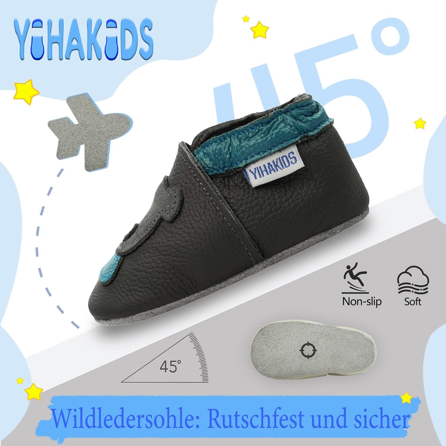 Thumbnail 2 de YIHAKIDS Krabbelschuhe – Leder Babyschuhe für 0–3 Jahre, Lauflernschuhe, Unisex Hausschuhe