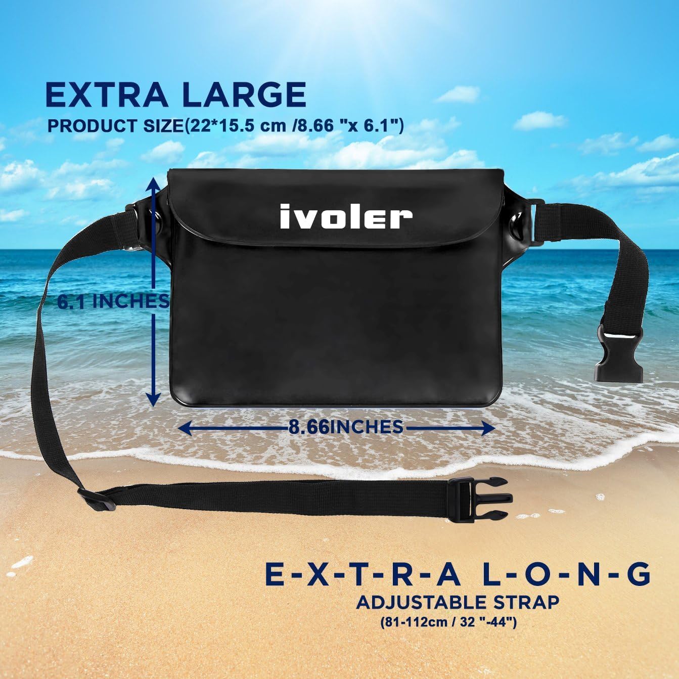 Detalle de ivoler Pack of 2 Universal Waterproof Waist Bag with Adjustable Belt