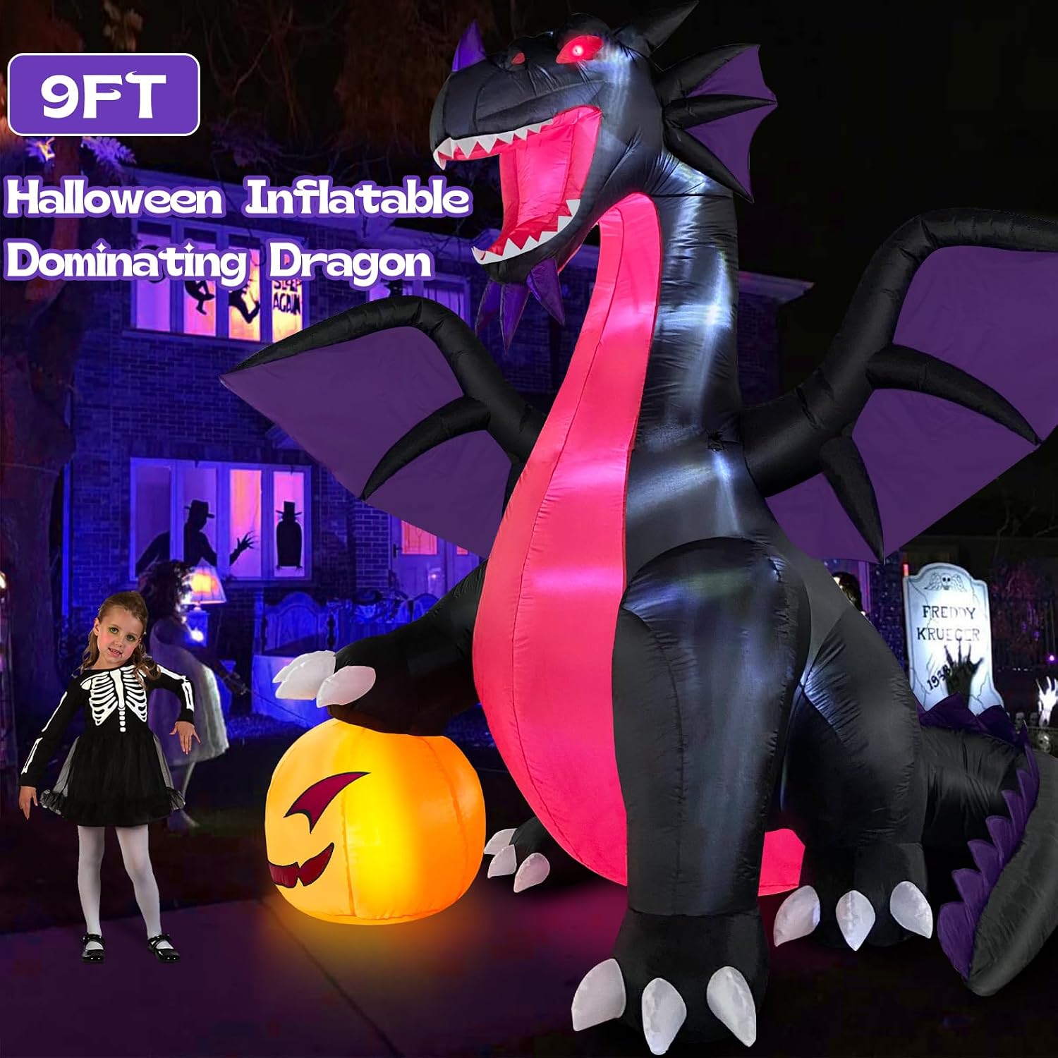 Detalle 2 de Danxilu inflatable Halloween dragon, 9-foot