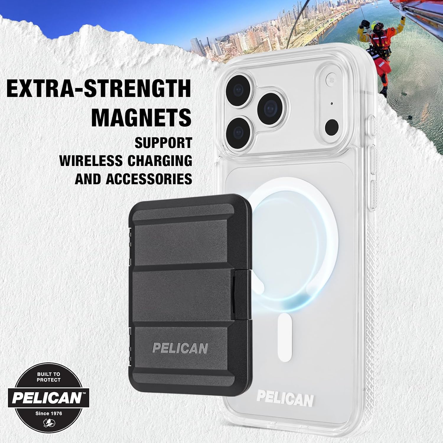 Detalle de Pelican Protector iPhone 18 Pro Max用ケース クリア・MagSafe対応・16フィート落下保護