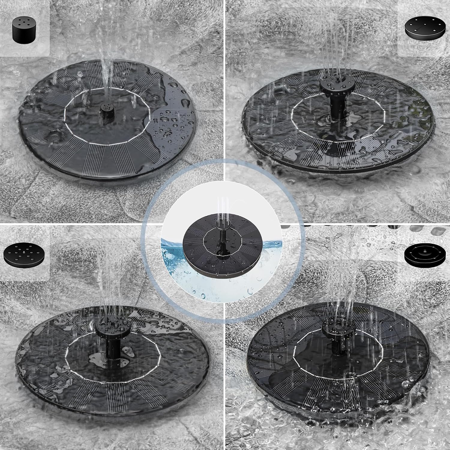 Detalle de VIVOHOME Plastic Resin Bird Bath with Solar Fountain: Lightweight Polyresin Garden Feature