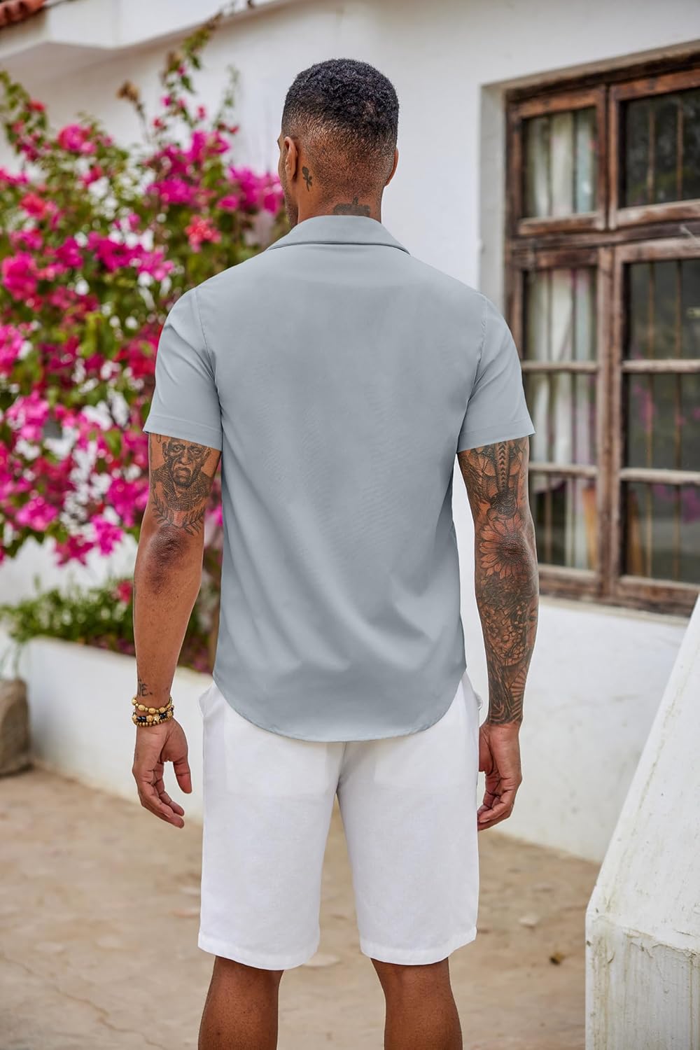 Thumbnail 2 de COOFANDY Camicia Uomo Manica Corta Slim Fit Elasticizzata Easy-Iron – tinta unita