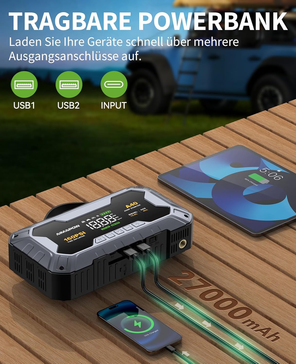 Thumbnail 3 de AIMAPOW Starthilfe Powerbank 27000mAh für Pkw 🔋