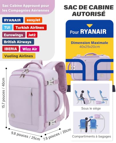 Thumbnail 2 de VANKEV Bagage Cabine 40x20x25 | Sac à Dos de Voyage approuvé TSA pour Ryanair
