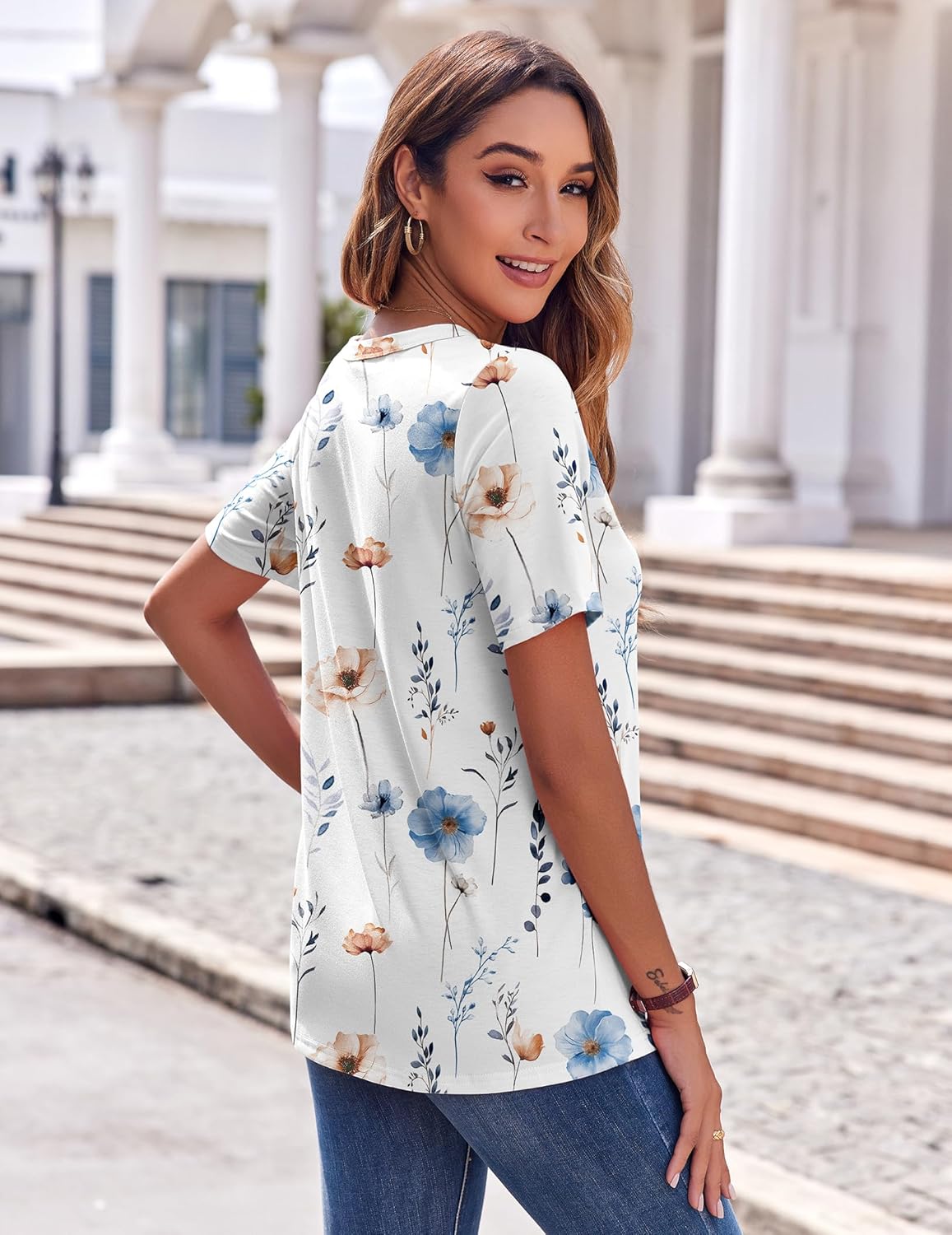 Thumbnail 4 de Zeagoo Womens Summer Tops V Neck Short Sleeve