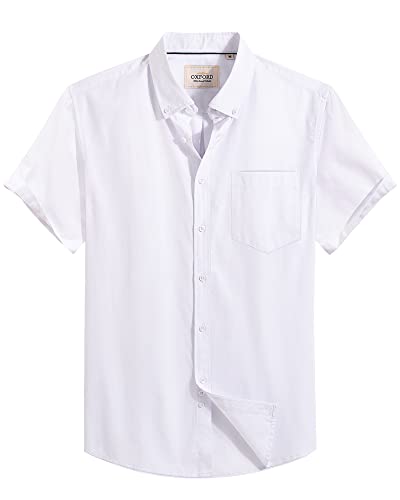 Thumbnail 3 de J.VER Mens White Short Sleeve Oxford Shirt with Regular Fit