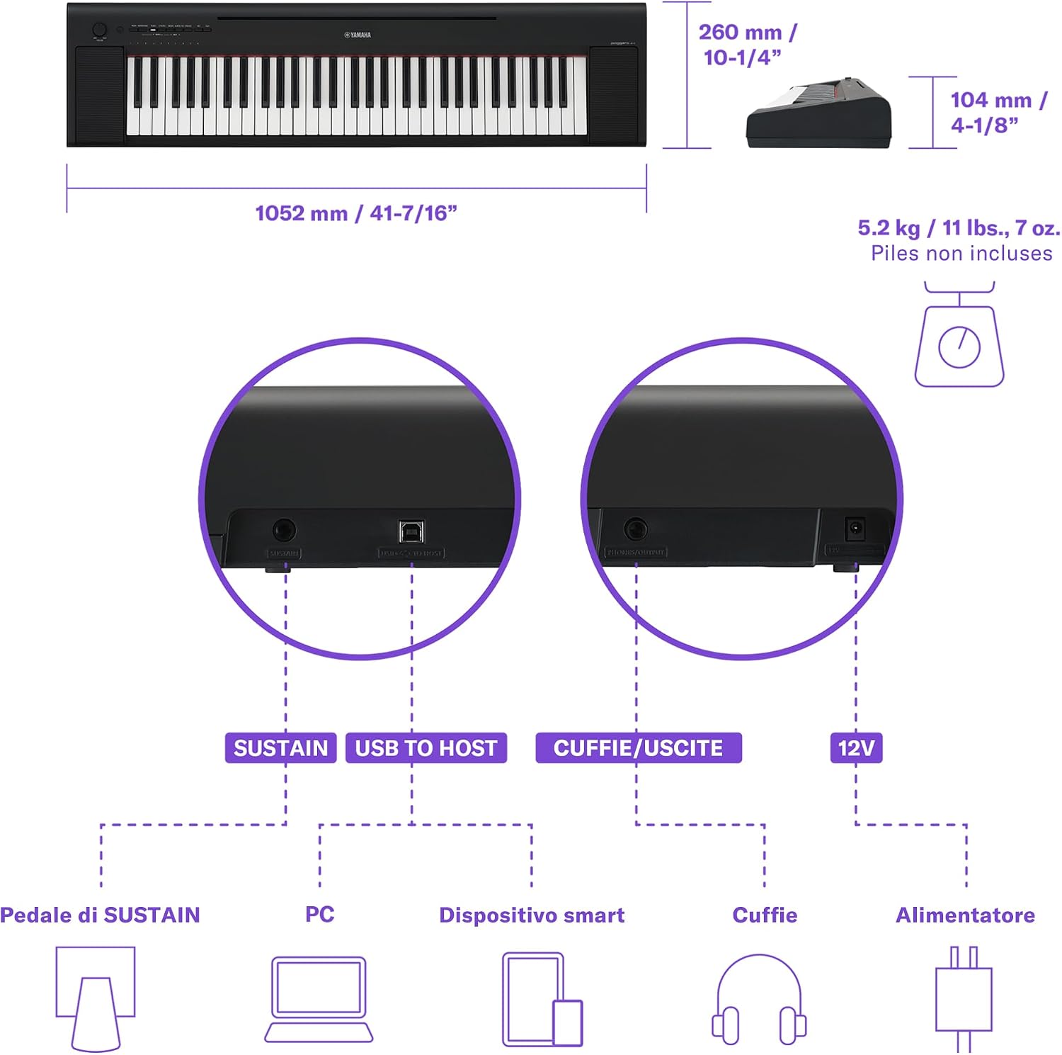Thumbnail 5 de Yamaha NP-15 Piaggero: Tastiera Digitale 61 Tasti, Leggera e Portatile