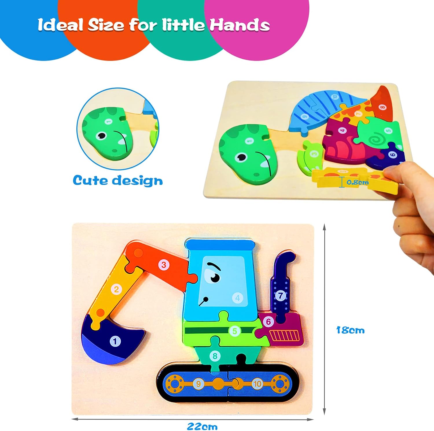 Thumbnail 6 de HUADADA Toddler Puzzles 4 Pack Learn & Play