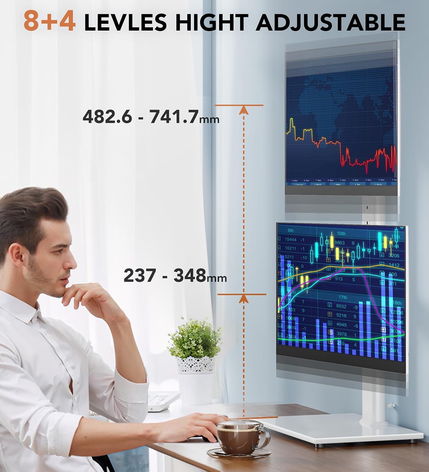Detalle de Dual Monitor Ständer Vertikal 13–34 Zoll