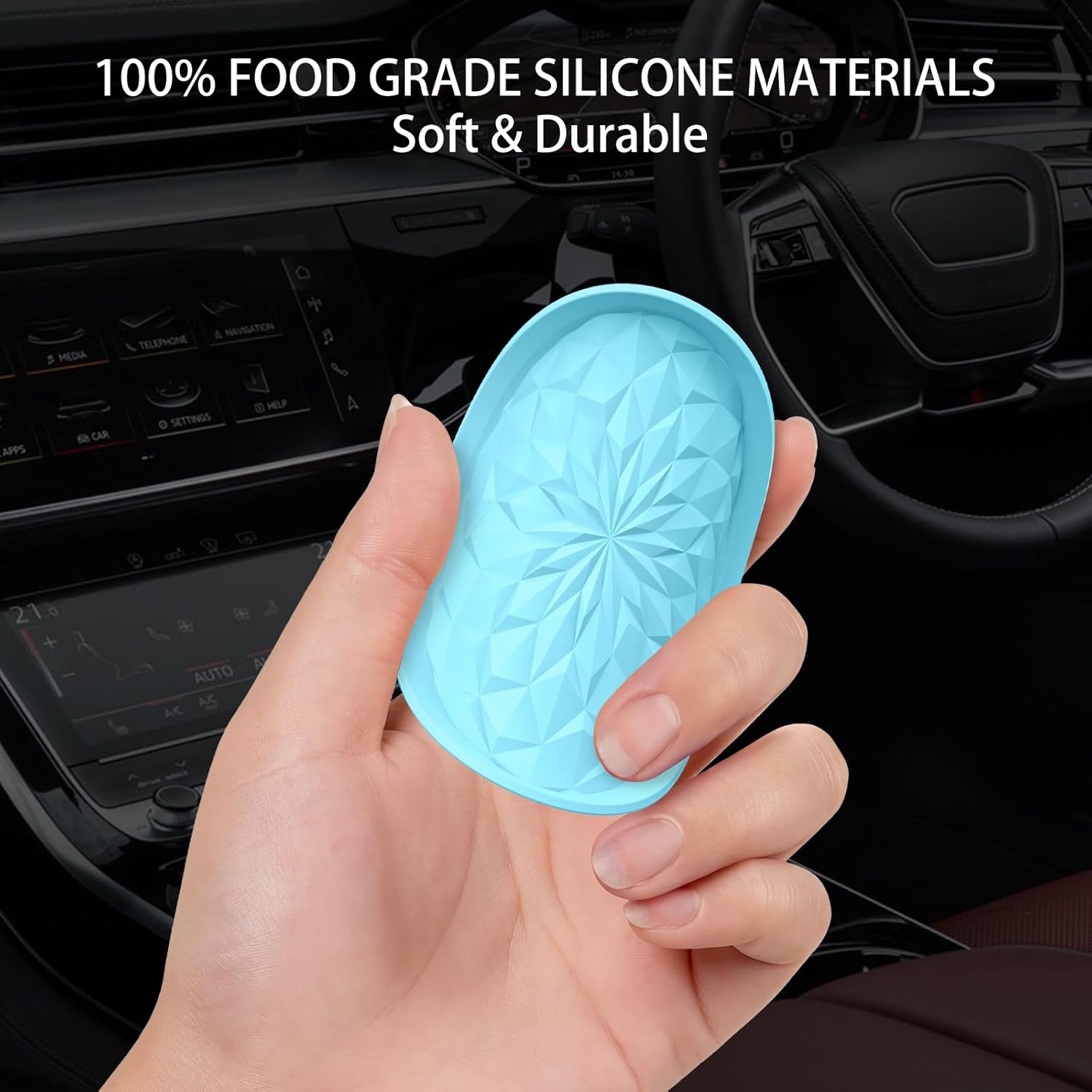 Detalle 2 de STLIAN Car Coasters for Cup Holders (4 Pack) – 2.75in Silicone Auto Mug Mats in Sky Blue