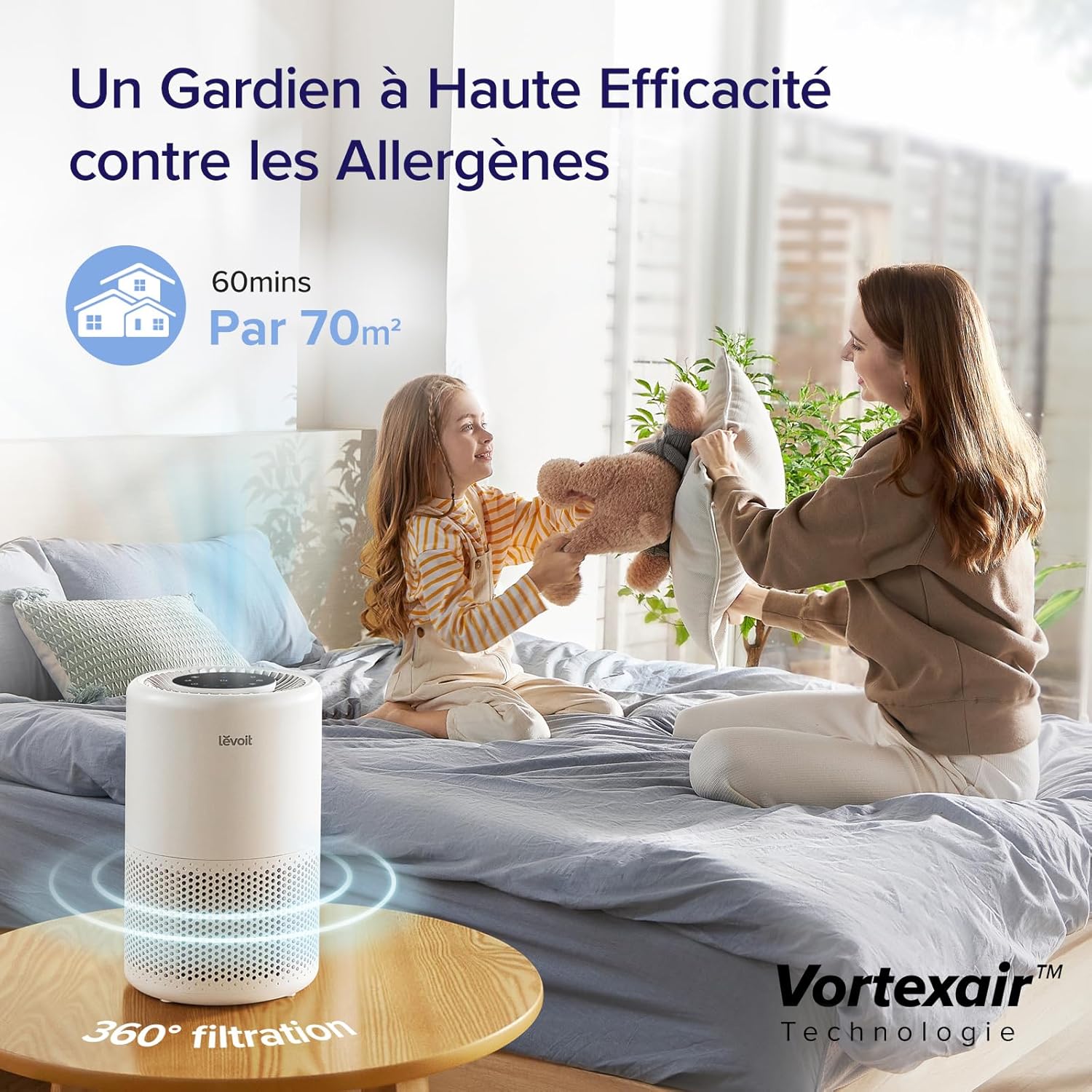 Detalle 2 de LEVOIT Core 200S – Purificateur d'Air silencieux pour pièces jusqu’à 35 m² avec veilleuse et contrôle via Alexa