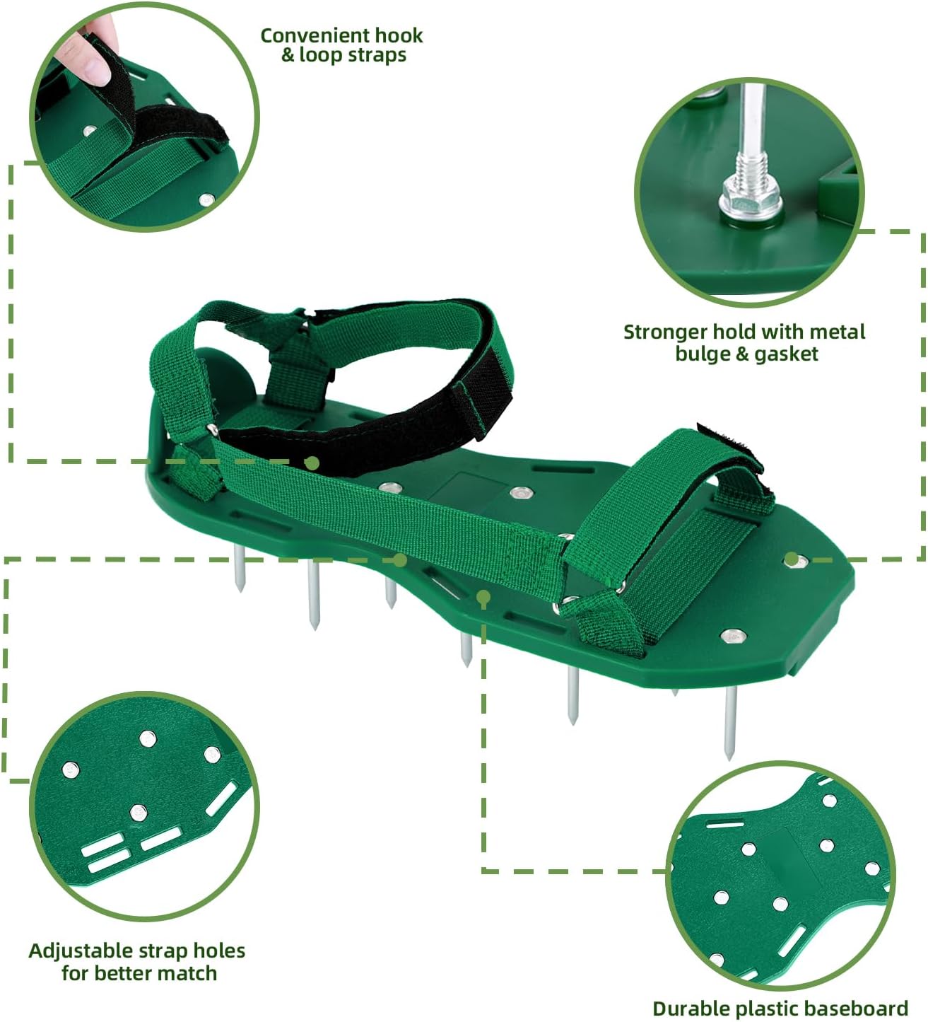 Detalle 2 de Ohuhu Lawn Aerator Shoes for Glass: Free-Installation Spike Sandals with Stainless Shovel