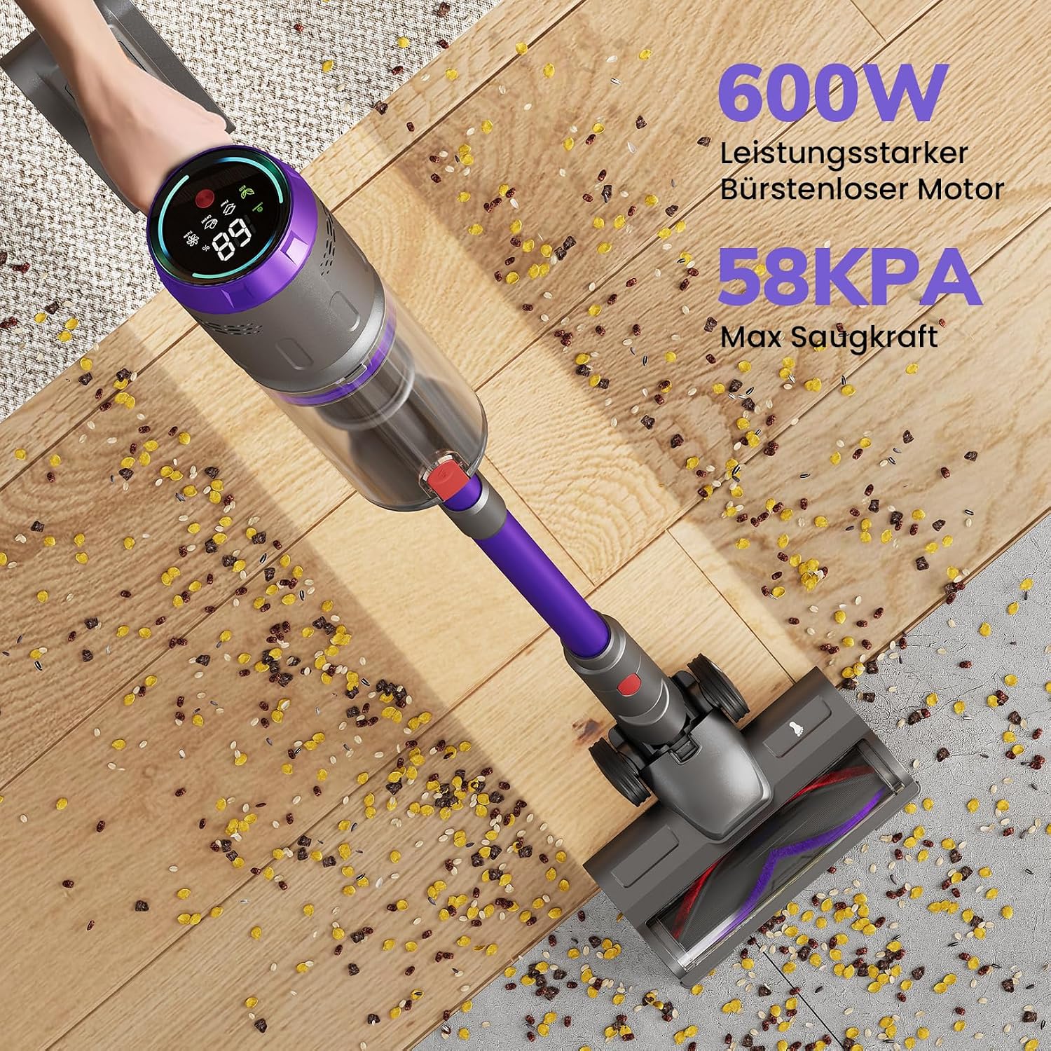 Thumbnail 1 de Circlio Akku-Staubsauger 600 W, 58.000 Pa, bis 75 Min Laufzeit – kabellos mit Smart-LED-Display