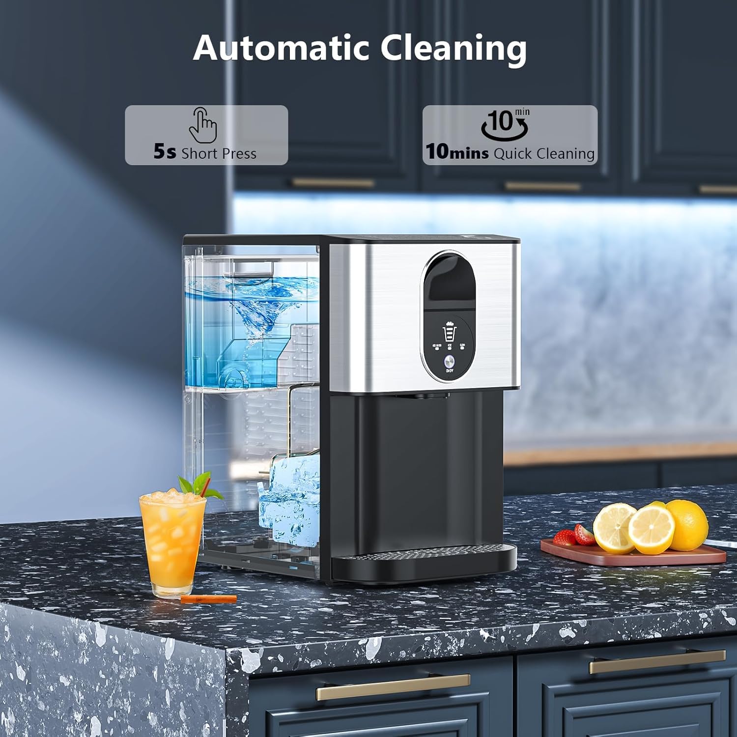 Detalle 1 de Electactic HZB-20DN Nugget Ice Maker, 2.4L Reservoir, 44 lb Daily Output