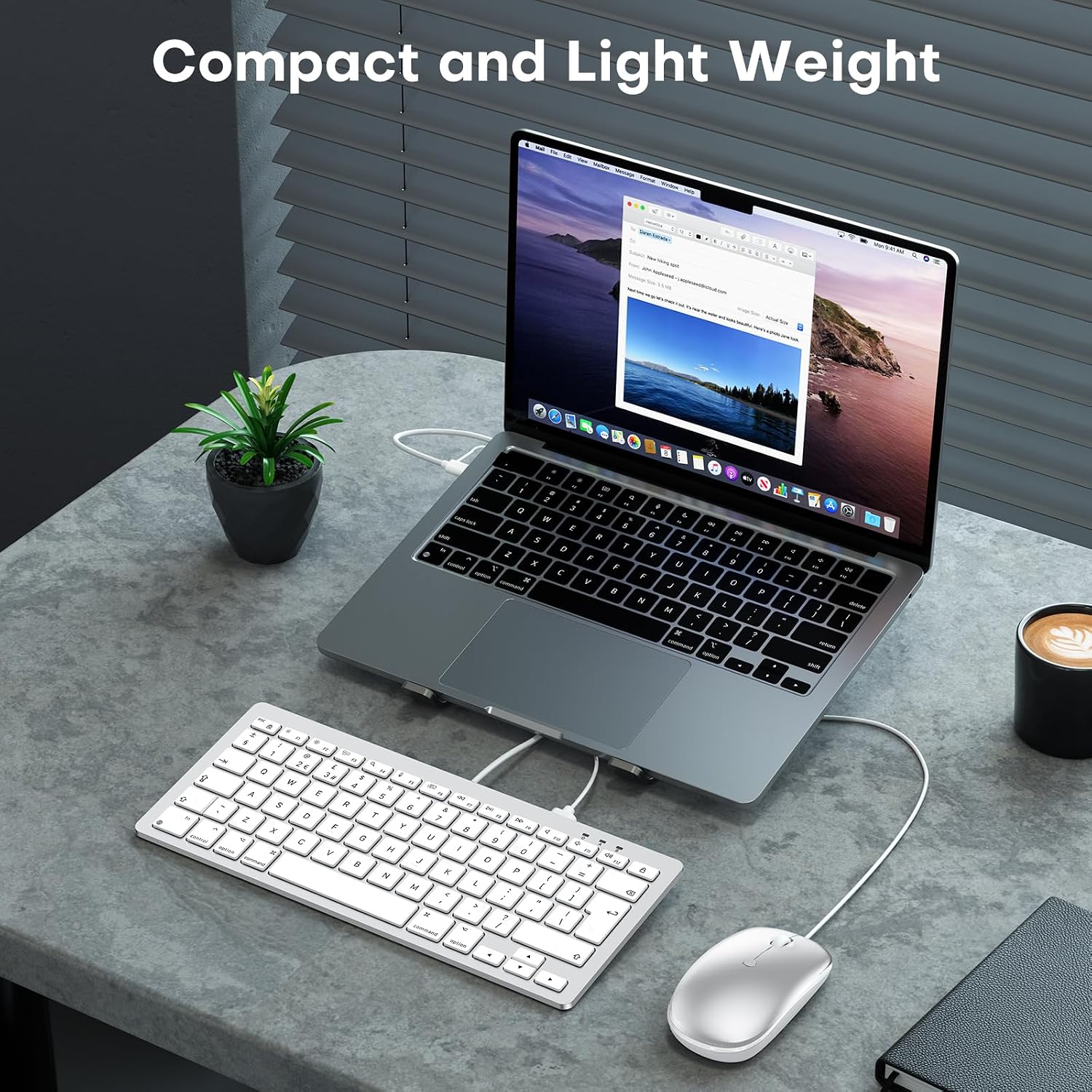 Thumbnail 3 de OMOTON Wired Keyboard and Mouse Combo for Mac (UK QWERTY, USB/Type-C) - Silver
