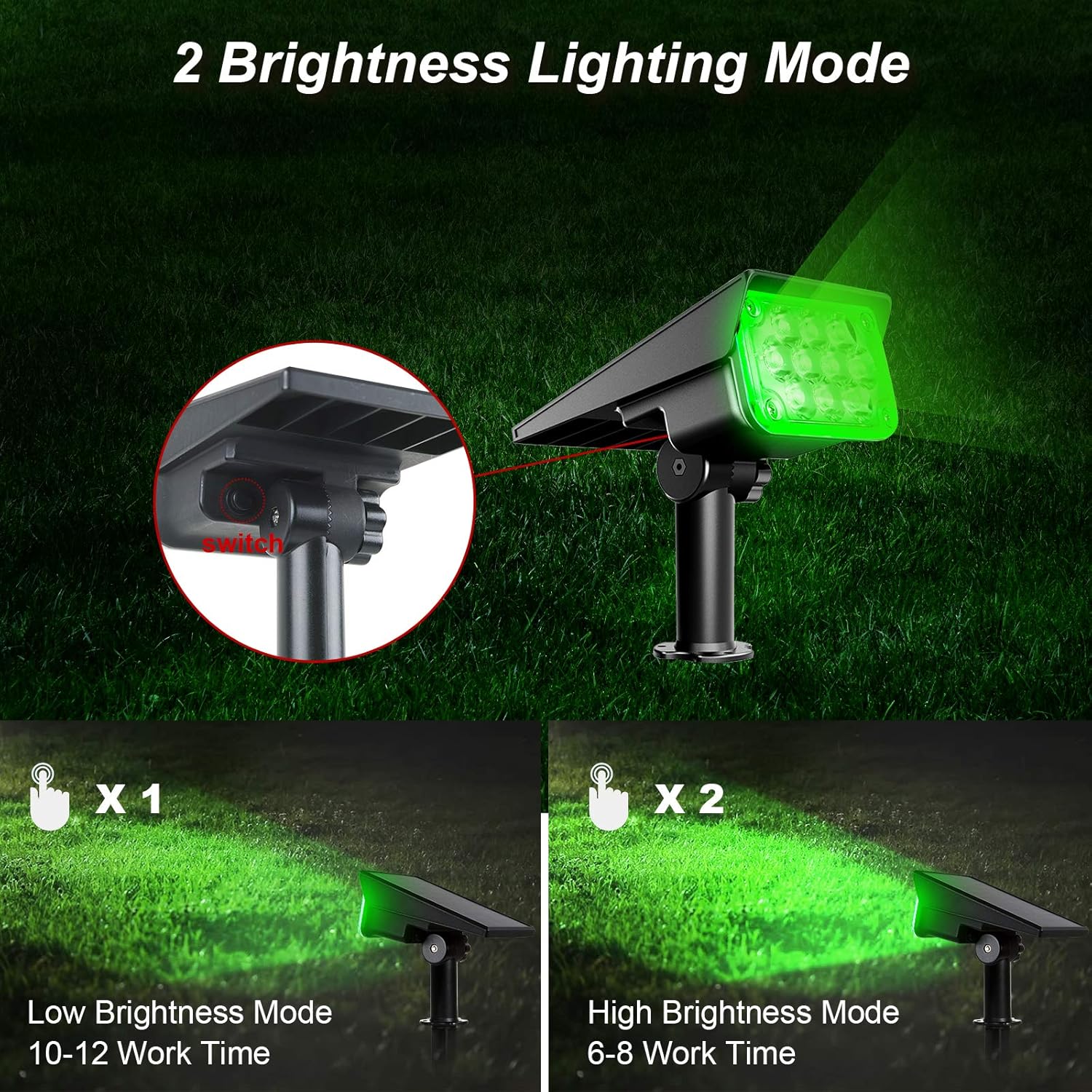 Detalle 2 de NATPOW solar spotlights 2000mAh