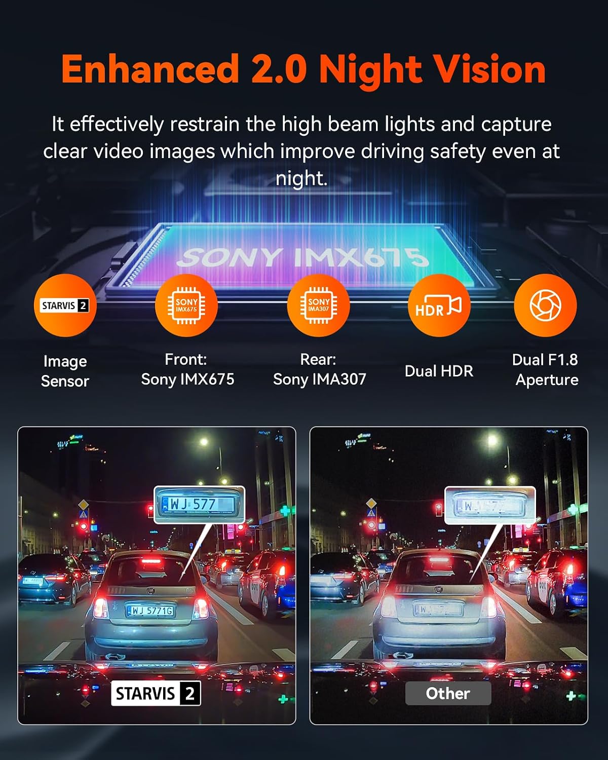 Thumbnail 2 de VANTRUE S1 Pro 2.7K+1080P Dual Dash Cam with 5G WiFi, GPS and Night Vision