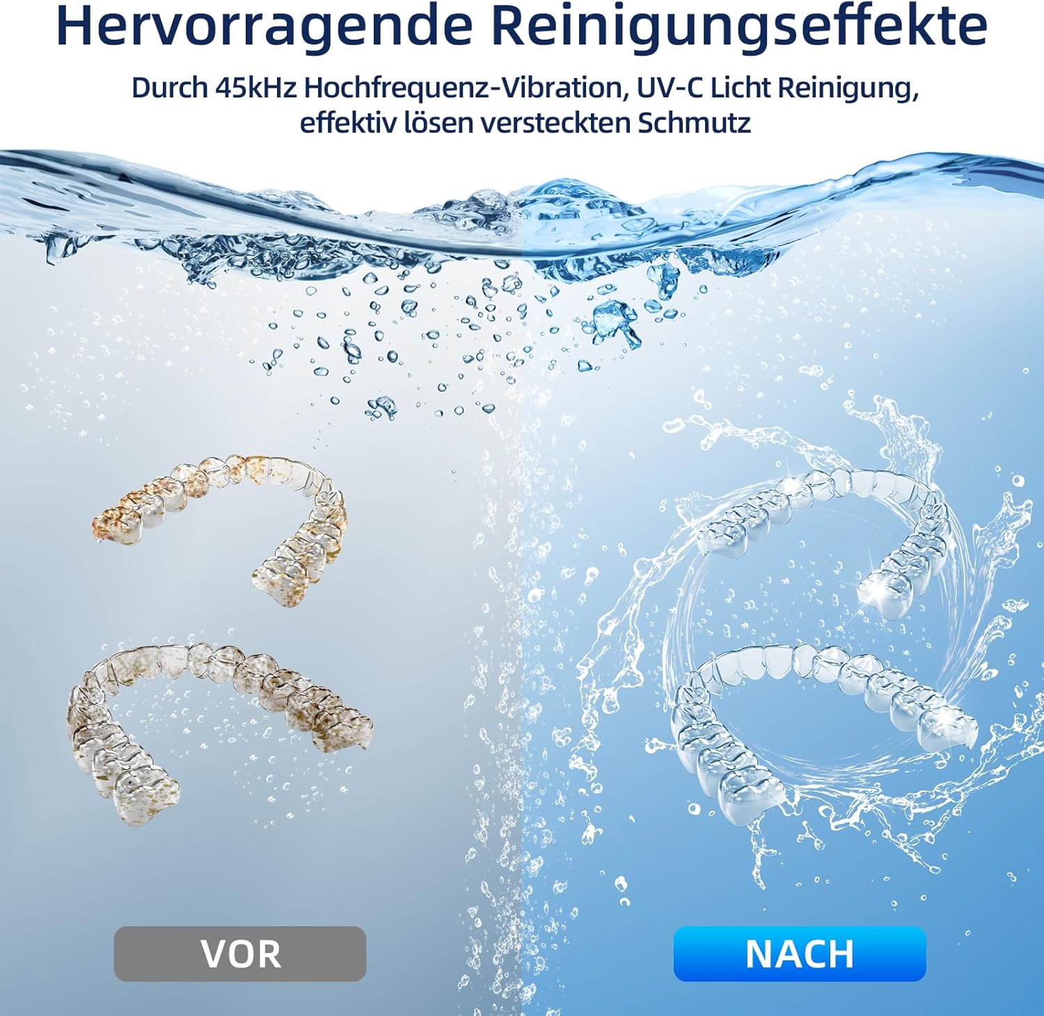 Detalle 2 de Ultraschallreinigungsgerät, Opilea 45kHz Dental Pod, 4 Modes Ultrasonic Cleaner for Zahnersatz, Retainer, Aligner, Prothesen, Zahnbürstenkopf, Schmuck Schwarz
Ultraschallreinigungsgerät, Opilea 45kHz Dental Pod,…