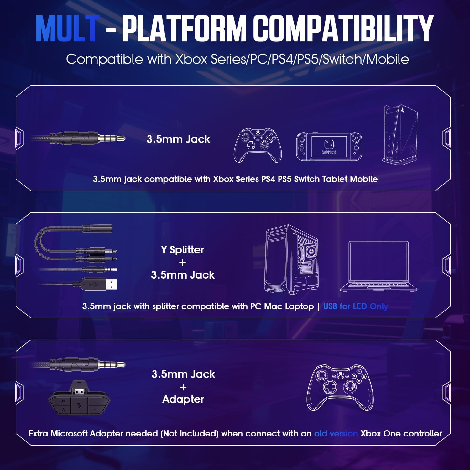 Thumbnail 1 de YPBDAN 7.1 gaming headset with 50mm drivers