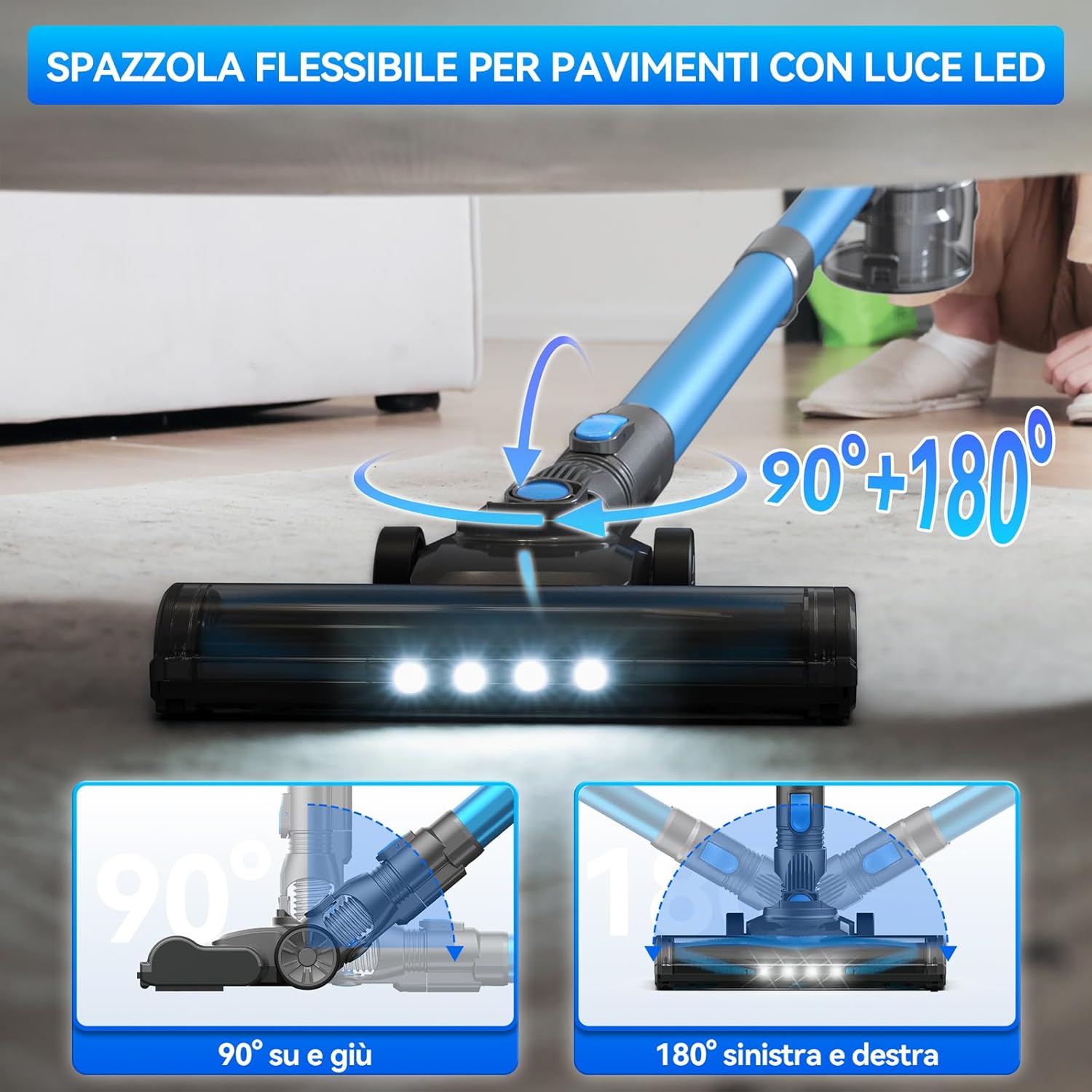 Thumbnail 3 de Ziaggnar Aspirapolvere Senza Fili 6 in 1: potenza, autonomia di 55 min e versatilità per pavimenti, tappeti e peli animali