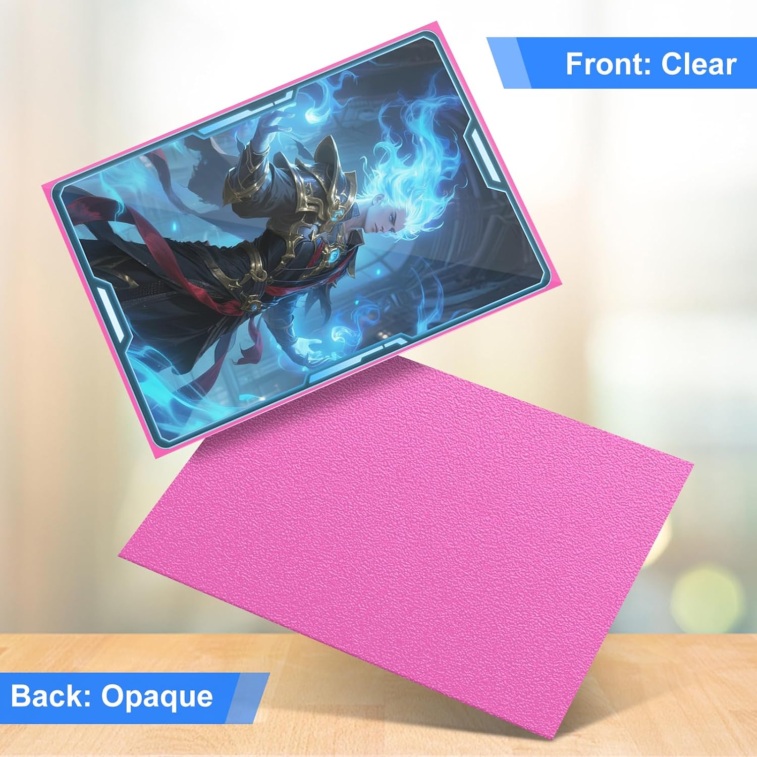 Detalle 2 de Trading Card Sleeves Perfect Fit TCG Matte Sleeves – 300 Pink (66×91mm) for Easy Shuffling